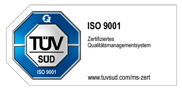 TÜV SÜD ISO 9001 zertifiziertes Qualitätsmanagementsystem